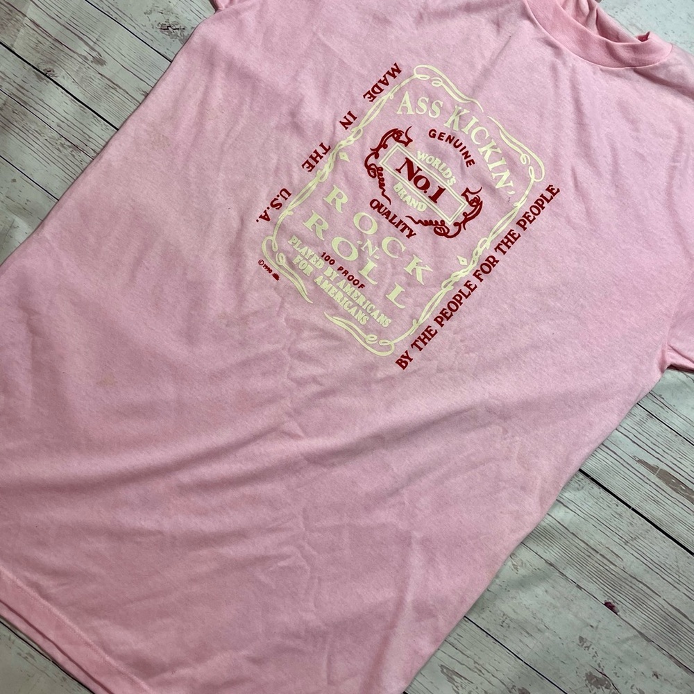 90s Pink Vintage Graphic Tee Single Stitch Sleeve tshirt Unisex USA VTG Shirt - Picture 4 of 9